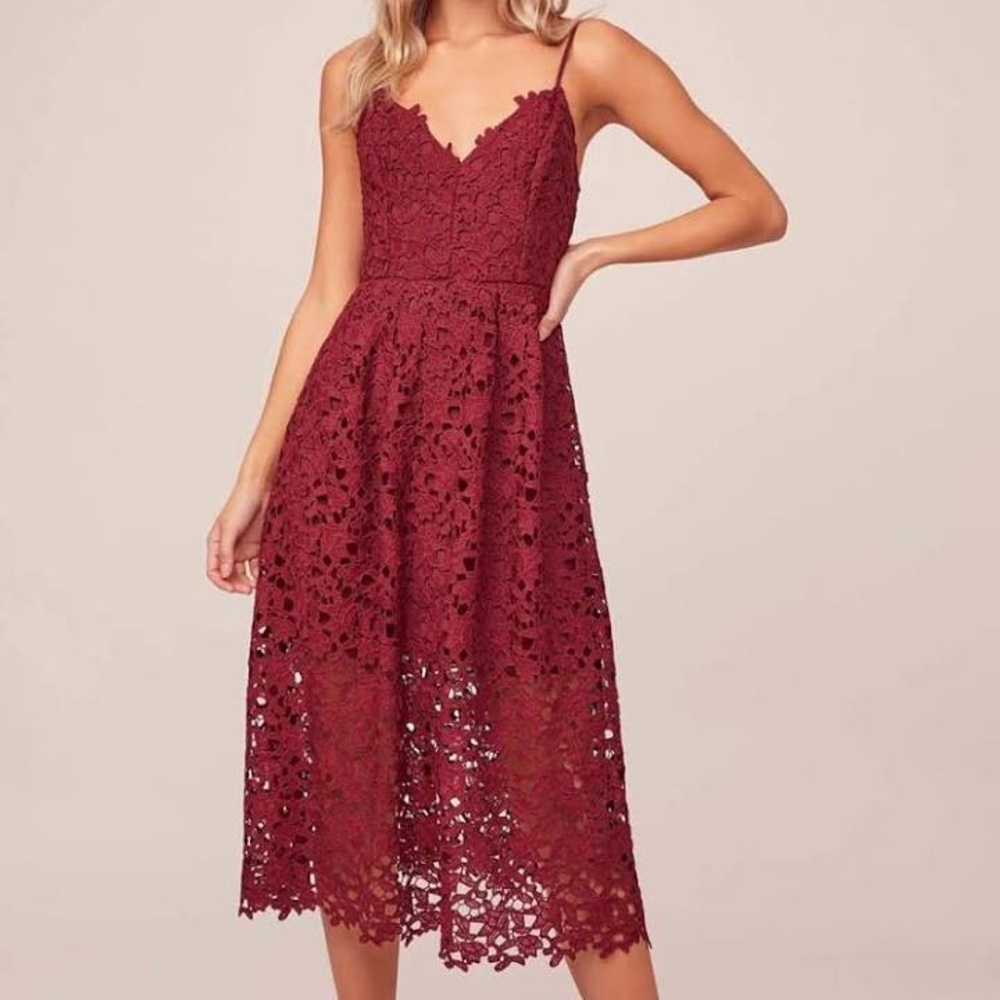 NWT Lace A Line Midi Dress in Wine ASTR the Label, size XL